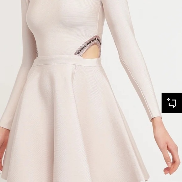 Marciano Guess Bandage Dress / Dusty Pink / jewelled Neckline & Cutouts at waist - Picture 5 of 13